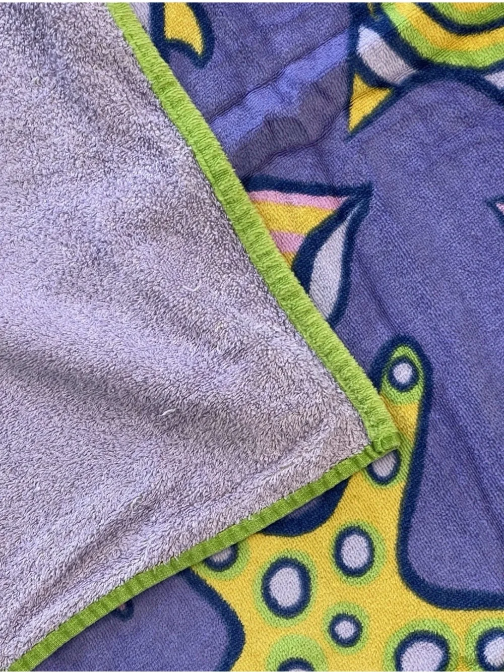 VGT Terrisol Giant Beach Towel Blanket Nautical Fish Purple Green 66” x 66” HTF